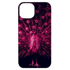 Peacock Pink Black Feather Abstract Iphone 14 Black Uv Print Case by Wav3s