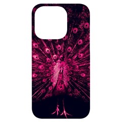 Peacock Pink Black Feather Abstract Iphone 14 Pro Black Uv Print Case by Wav3s