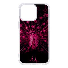 Peacock Pink Black Feather Abstract Iphone 13 Pro Tpu Uv Print Case by Wav3s