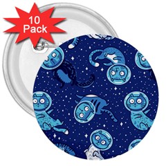 Cat Spacesuit Space Suit Astronaut Pattern 3  Buttons (10 Pack) 