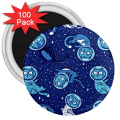 Cat Spacesuit Space Suit Astronaut Pattern 3  Magnets (100 Pack)