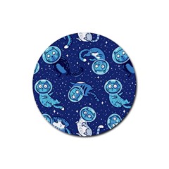 Cat Spacesuit Space Suit Astronaut Pattern Rubber Coaster (round) by Wav3s