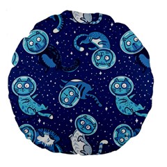 Cat Spacesuit Space Suit Astronaut Pattern Large 18  Premium Flano Round Cushions