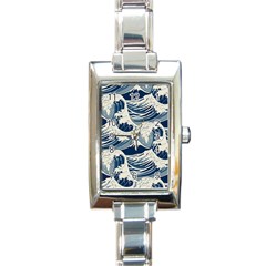 Japanese Wave Pattern Rectangle Italian Charm Watch