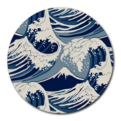 Japanese Wave Pattern Round Mousepad