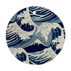 Japanese Wave Pattern Round Ornament (Two Sides)