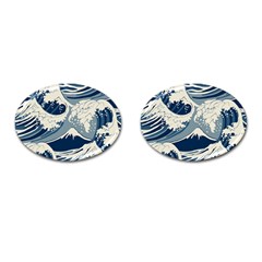 Japanese Wave Pattern Cufflinks (oval)