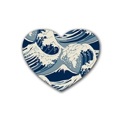 Japanese Wave Pattern Rubber Heart Coaster (4 pack)