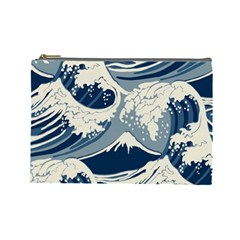 Japanese Wave Pattern Cosmetic Bag (Large)