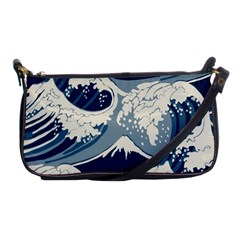 Japanese Wave Pattern Shoulder Clutch Bag by Wav3s