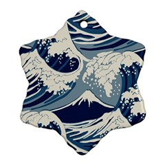 Japanese Wave Pattern Snowflake Ornament (two Sides) by Wav3s