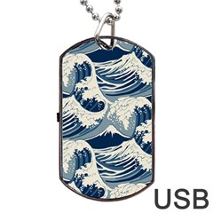 Japanese Wave Pattern Dog Tag USB Flash (Two Sides)