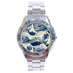 Japanese Wave Pattern Stainless Steel Analogue Watch by Wav3s