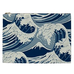 Japanese Wave Pattern Cosmetic Bag (xxl) by Wav3s