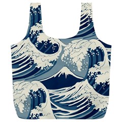 Japanese Wave Pattern Full Print Recycle Bag (xl) by Wav3s
