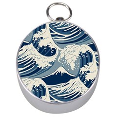 Japanese Wave Pattern Silver Compasses