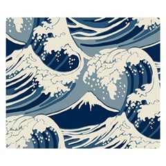 Japanese Wave Pattern Two Sides Premium Plush Fleece Blanket (Small)