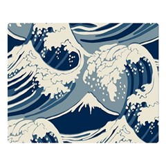 Japanese Wave Pattern Two Sides Premium Plush Fleece Blanket (Large)