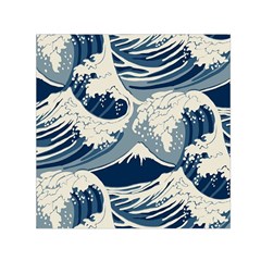 Japanese Wave Pattern Square Satin Scarf (30  x 30 )