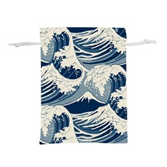 Japanese Wave Pattern Lightweight Drawstring Pouch (S)