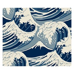 Japanese Wave Pattern Premium Plush Fleece Blanket (Small)