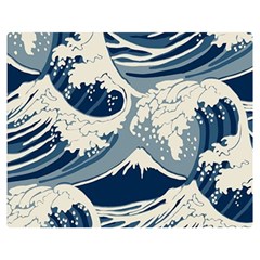 Japanese Wave Pattern Premium Plush Fleece Blanket (Medium)