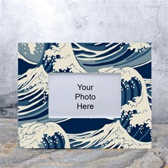 Japanese Wave Pattern White Tabletop Photo Frame 4 x6 