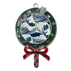Japanese Wave Pattern Metal X Mas Lollipop with Crystal Ornament