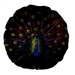 Peacock Feathers Large 18  Premium Round Cushions by Wav3s