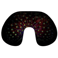 Peacock Feathers Travel Neck Pillow by Wav3s