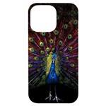 Peacock Feathers iPhone 14 Pro Max Black UV Print Case Front