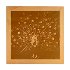 Peacock Feathers Wood Photo Frame Cube