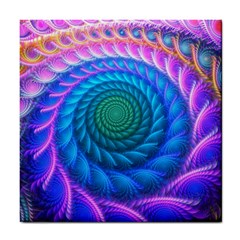 Peacock Feather Fractal Tile Coaster