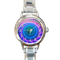 Peacock Feather Fractal Round Italian Charm Watch