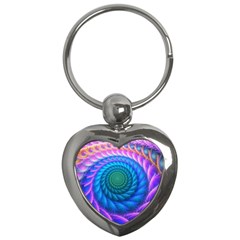 Peacock Feather Fractal Key Chain (heart)