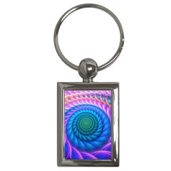 Peacock Feather Fractal Key Chain (rectangle)