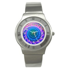 Peacock Feather Fractal Stainless Steel Watch