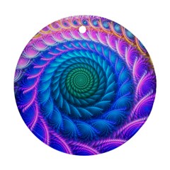 Peacock Feather Fractal Round Ornament (two Sides)