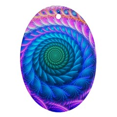 Peacock Feather Fractal Oval Ornament (two Sides) by Wav3s