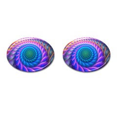 Peacock Feather Fractal Cufflinks (oval)