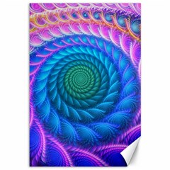 Peacock Feather Fractal Canvas 12  X 18 