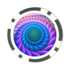 Peacock Feather Fractal Poker Chip Card Guard