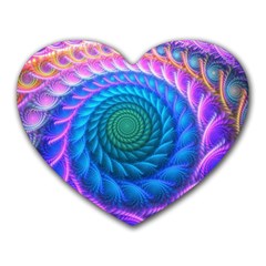 Peacock Feather Fractal Heart Mousepad