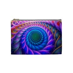 Peacock Feather Fractal Cosmetic Bag (medium) by Wav3s