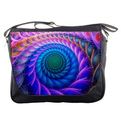 Peacock Feather Fractal Messenger Bag by Wav3s
