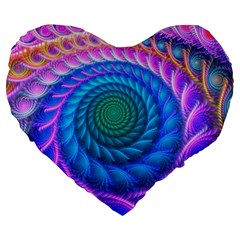 Peacock Feather Fractal Large 19  Premium Flano Heart Shape Cushions