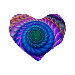 Peacock Feather Fractal Standard 16  Premium Flano Heart Shape Cushions