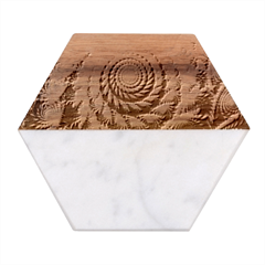 Peacock Feather Fractal Marble Wood Coaster (hexagon)  by Wav3s