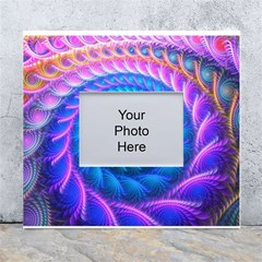 Peacock Feather Fractal White Wall Photo Frame 5  X 7  by Wav3s