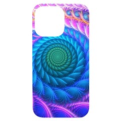 Peacock Feather Fractal Iphone 14 Pro Max Black Uv Print Case by Wav3s